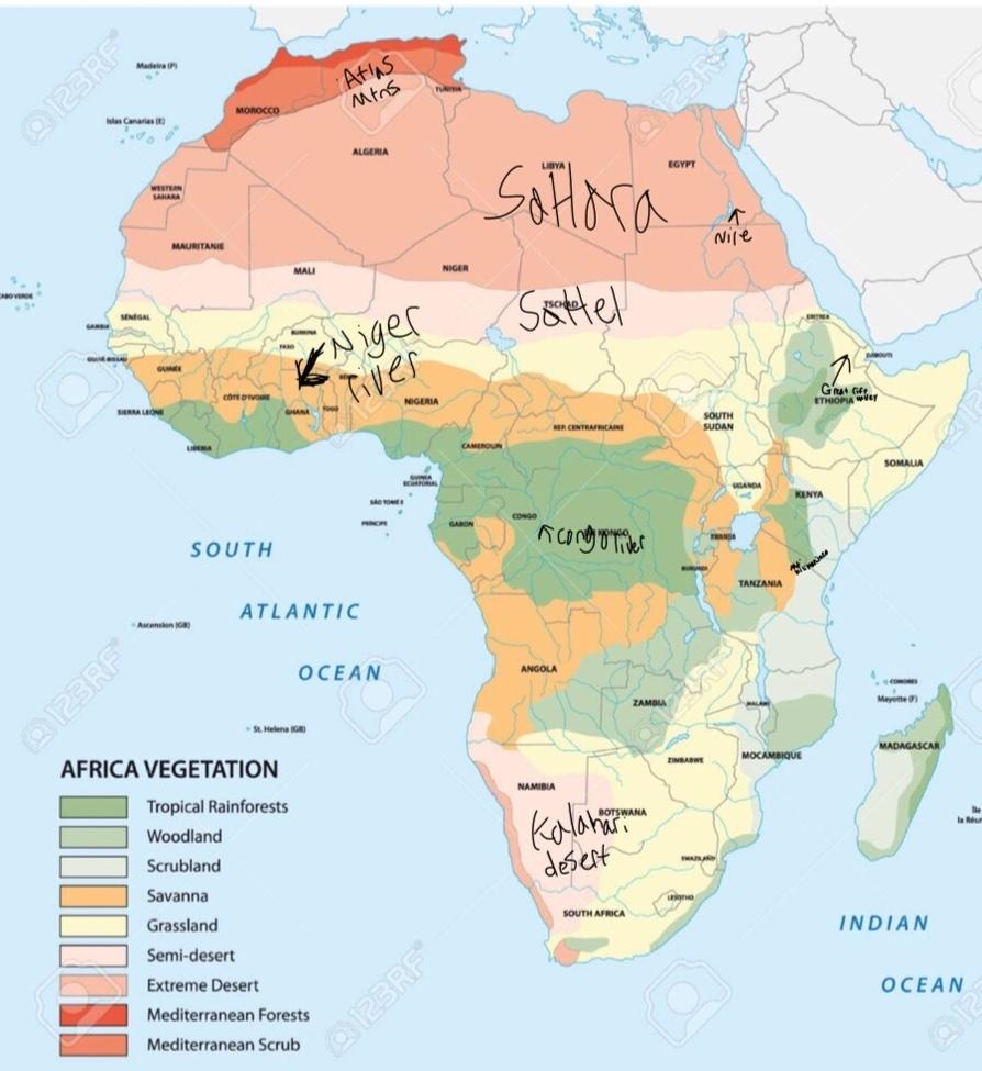 Map Of Africa Physical Features Map