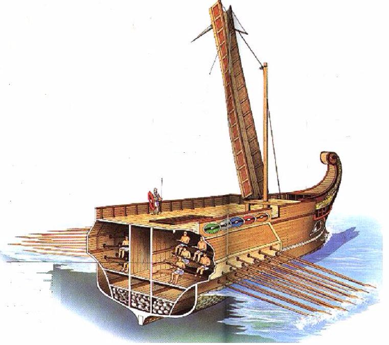 Таран на корабле. Римская бирема корабль. Финикия трирема. Греческая бирема корабль. Триера это в древней Греции.