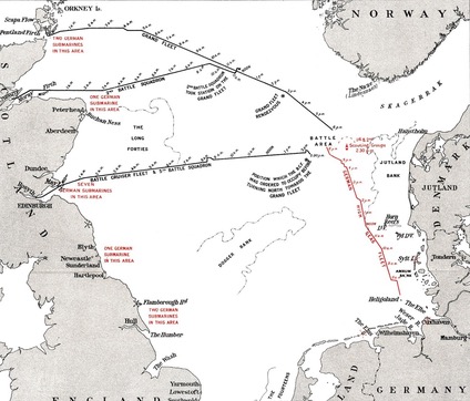 The map above shows where the Battle of Jutland was fought. The Germans ...