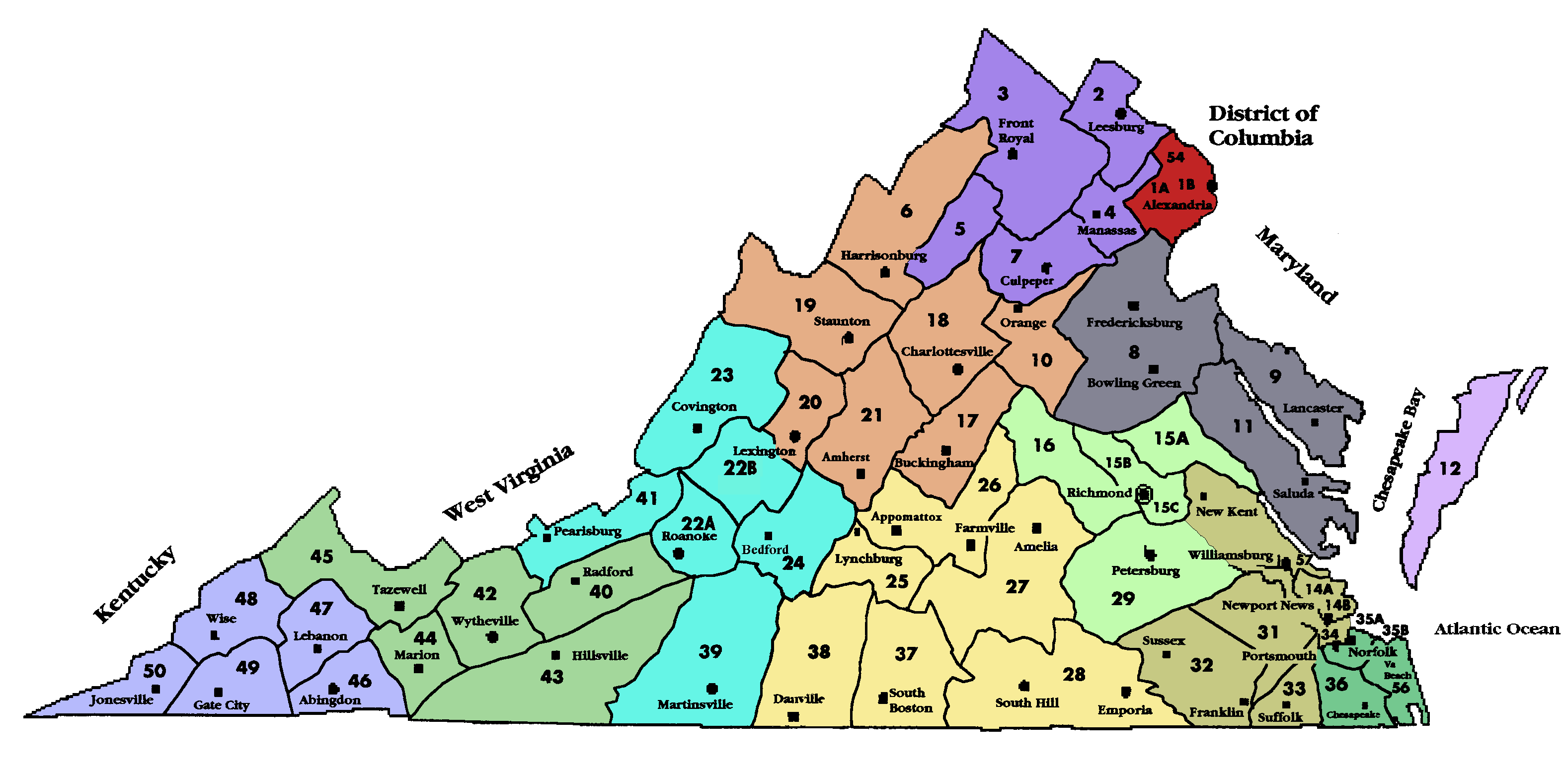 This is an image of Virginia and all of the districts.