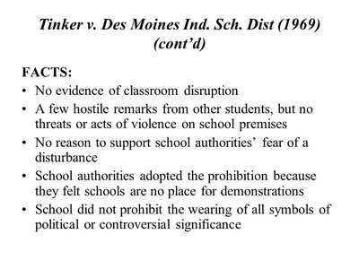 + Tinker v des moines facts