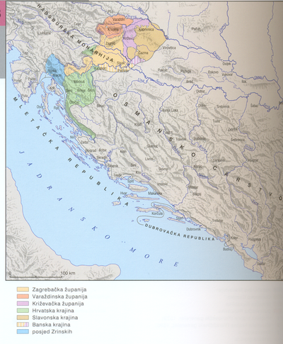 ŽUPANIJE U HRVATSKOJ I VOJNA KRAJINA 1606.