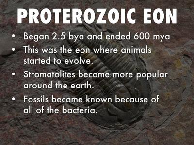 This is the Proterozoic Eon. This was the 3rd eon, and the eon where ...