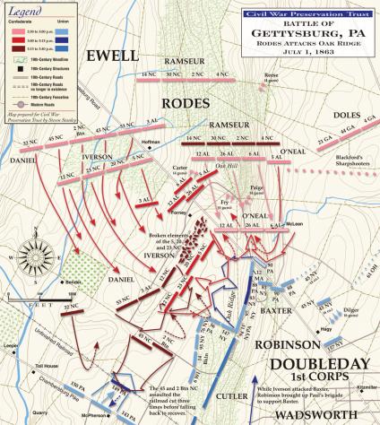 Map of the Gettysburg battlefield