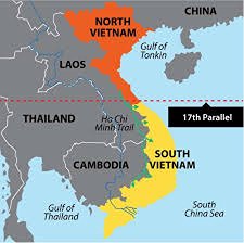 Vietnam split by the 17th Parallel