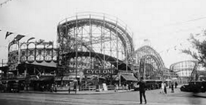 The Cyclone roller coaster, still in operation today, is a standing ...