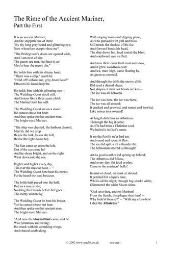 poem of the rime of the ancient mariner