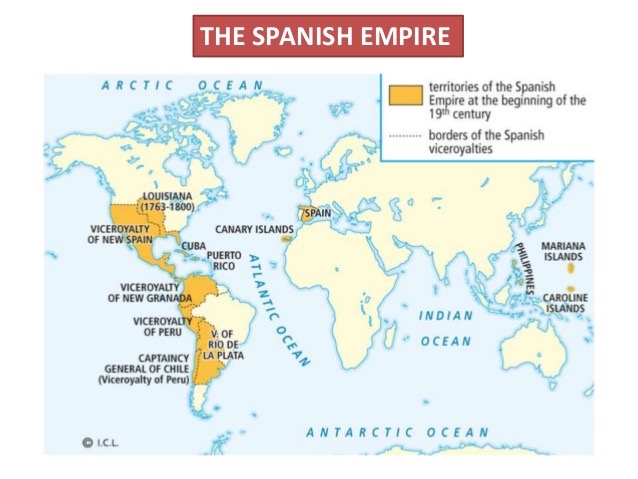 Map of the terrritories Spain controlled