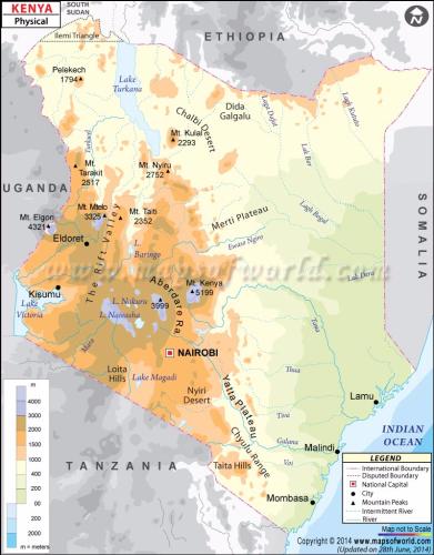 This is a physical map. It shows the mountains, the lakes and rivers ...