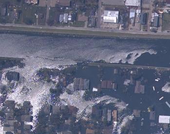 Satellite view of Levee failure in New Orleans (2005)