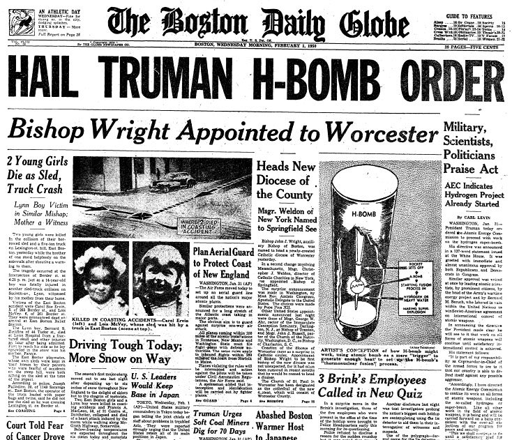 A news paper from the Boston Daily Globe newspaper about Truman ...