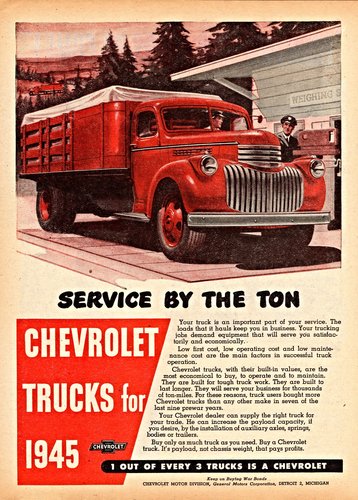 1945 Chevrolet Trucks ad. Scan by Alden Jewell (https://www.flickr.com ...