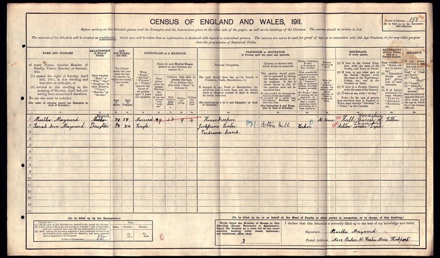 In 1911 Martha Collins 1853 Is Living With Her Daughter At 13 Baker ...