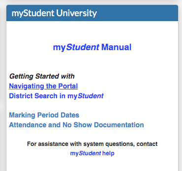 Bottom right-hand corner of myStudent has tutorials