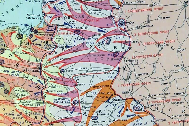 Карта 1944 года наступление красной армии