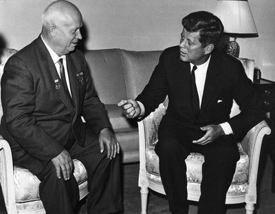 President Kennedy and Soviet Premier Khrushchev negotiating the missile ...