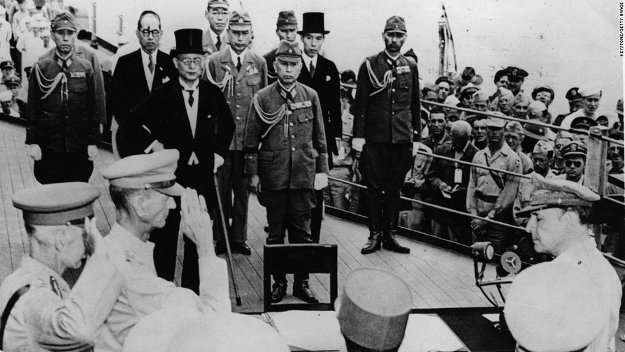 The unconditional surrender of the Axis powers
