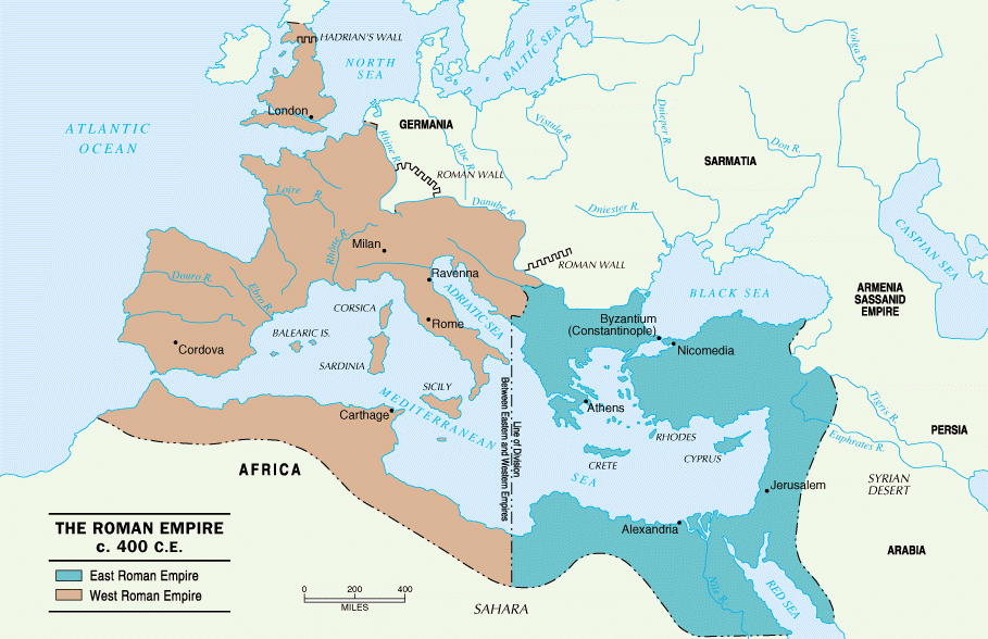 The Byzantine Empire At Its Beginning As East Rome.