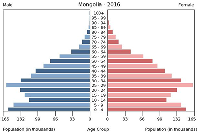 What age has the most people for both male and female? How many girls ...