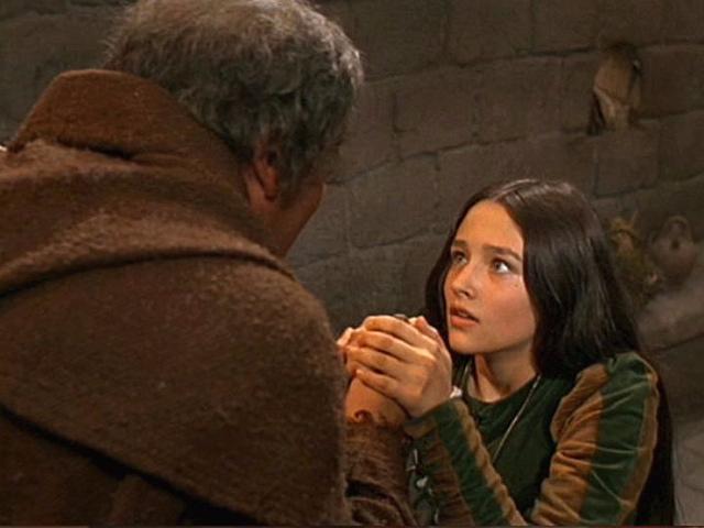 Juliet at Friar Lawrence's cell seeking a solution from him