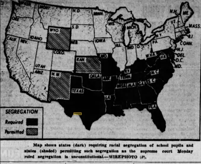 The completely shaded states required their schools to be segregated ...