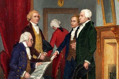 This picture shows Washington and his cabinet members.