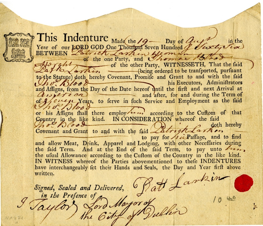 indenture-between-patrick-larkin-and-thomas-blood-17-august-1766