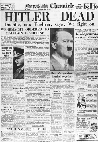 Primary Source - The front page of the News Chronicle in London ...