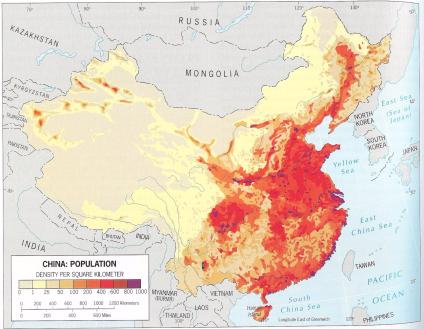 Map Of China By Population Density | Map of Atlantic Ocean Area