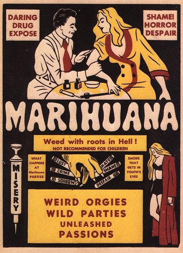 Pictured: An ad for the 1930s film 'Marihuana'. National Library of ...