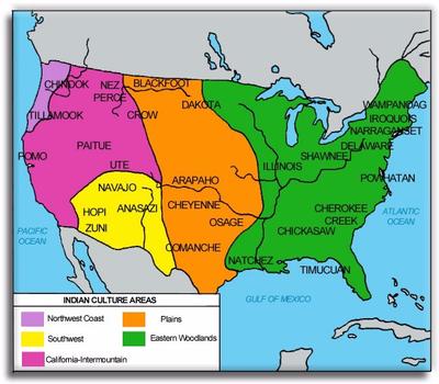 Map showing where the Native Americans of the Southwest lived