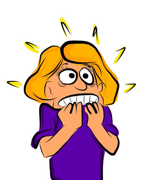 Ребенок пугается. Девушка испуг. Паника карикатура. Испуганная девочка. Нельзя испуг.