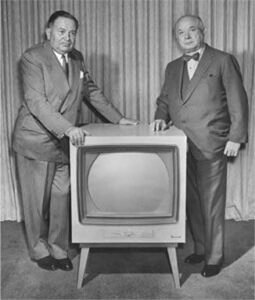 Franklin Folsom and David Sarnoff with on of the first to market color ...