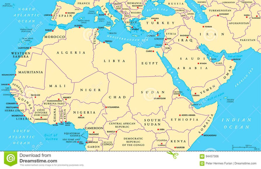 middle eastern countries on map