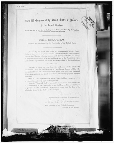 Harris & Ewing, photographer. 18th Amendment of the Constitution ...