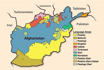 This is a map showing that many of Afghanistan's language is Dari. (The ...