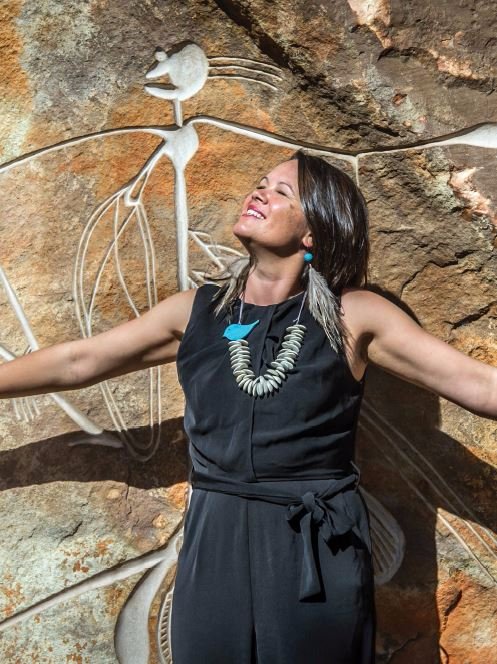 Michaela Geode Mikaela Jade (pictured with the Bill Nadji artwork at Reconciliation ...