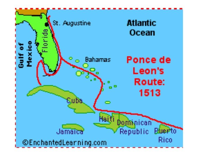 It is believed that this was the route that Ponce de Leon took during