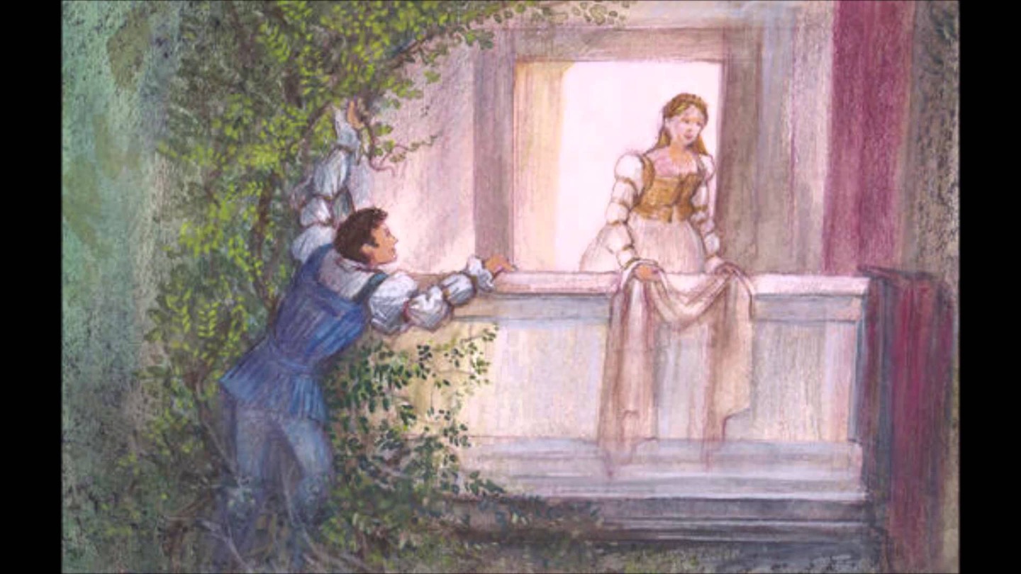 In this scene, Romeo hides in the bushes and hears Juliet talking about