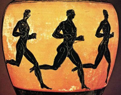 Long-distance runners. Panathenaic amphora in 333 BC. Scan from ...