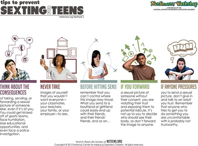 This image gives tips to prevent sexting for teens. Remember anything