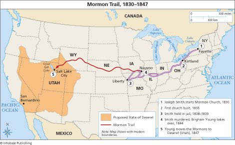 Mormon Trail: Mormons migrating to Utah, led by Brigham Young, used ...