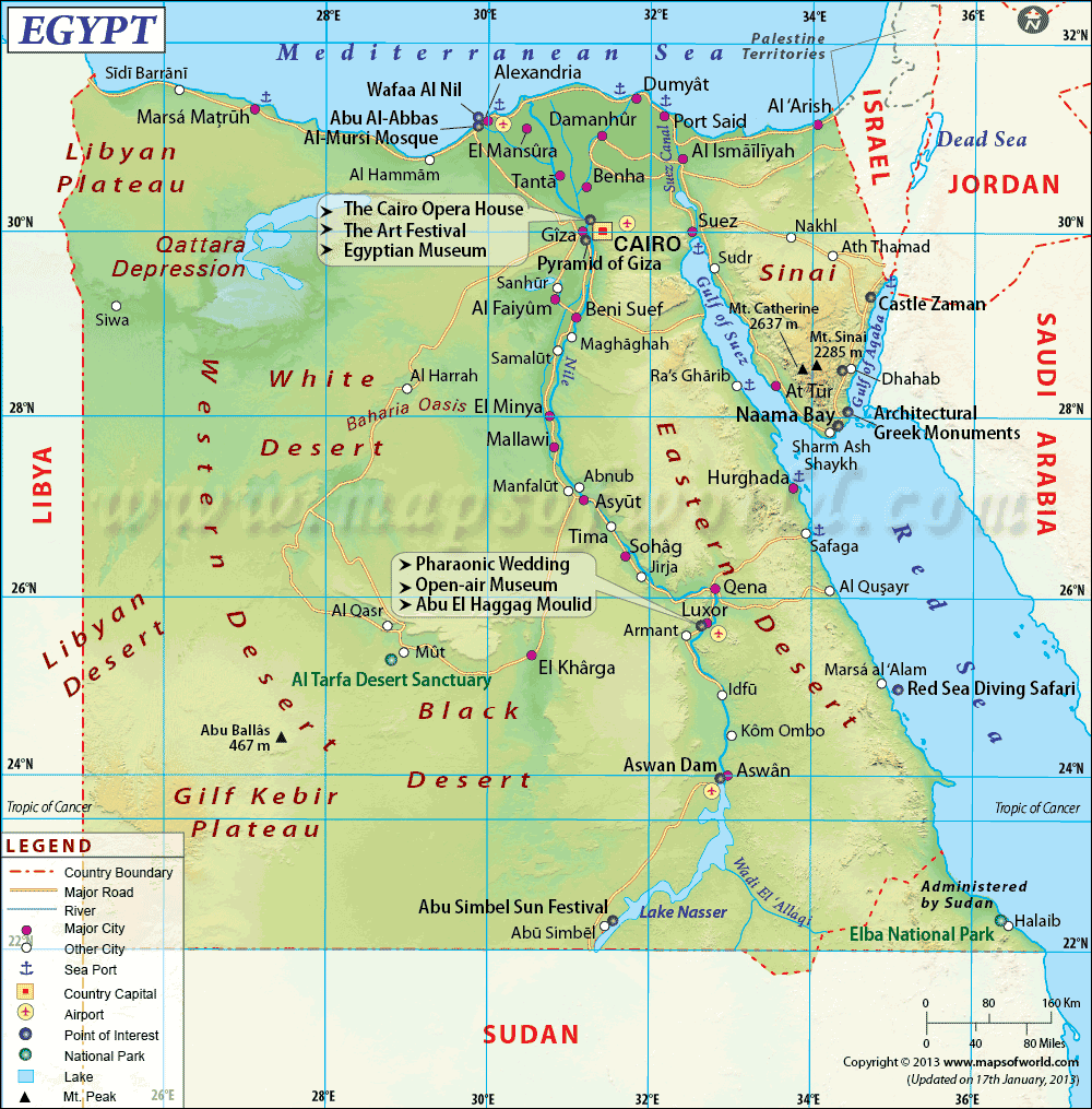 Map Of Egypt In English This Is A Physical Map Of Egypt, In Which... | Sutori