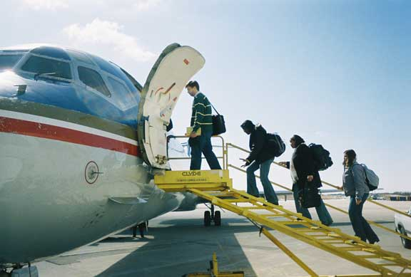 To get on a plane