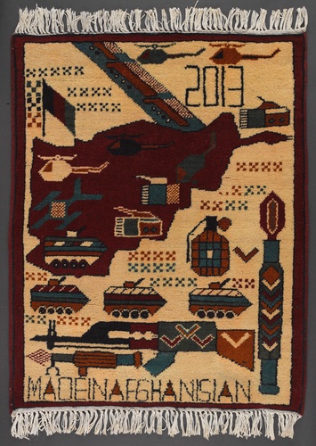 Terrorist Rugs Afghan war rug referencing the Soviet-Afghan War, 2013. National Army ...