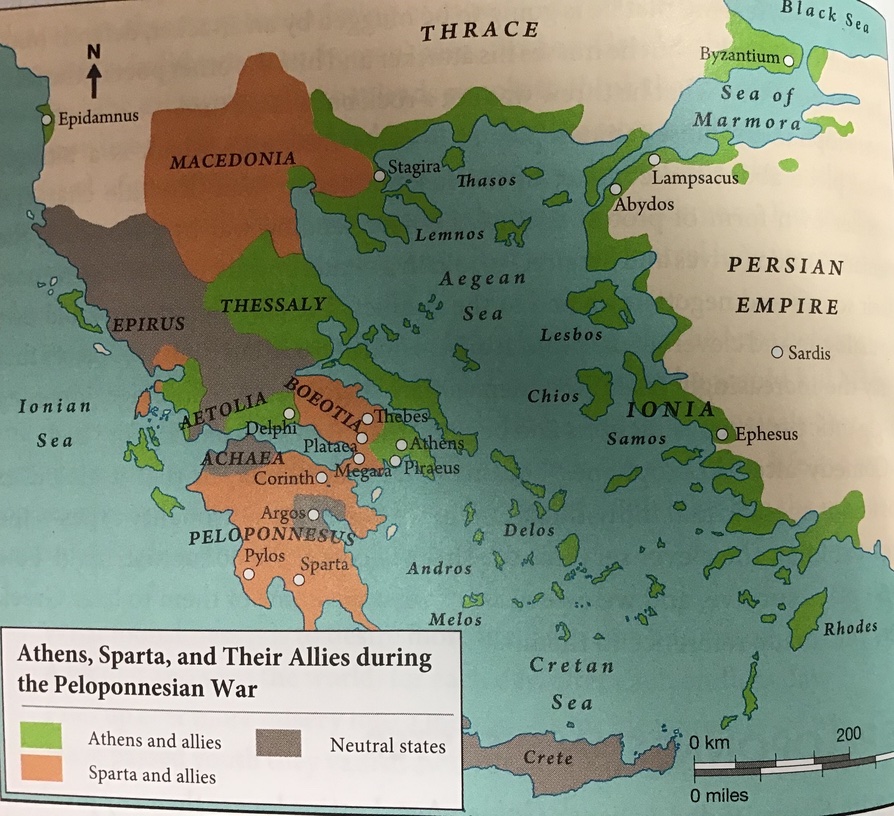 This map from our book shows the Spartan and Athenian sides of the war ...