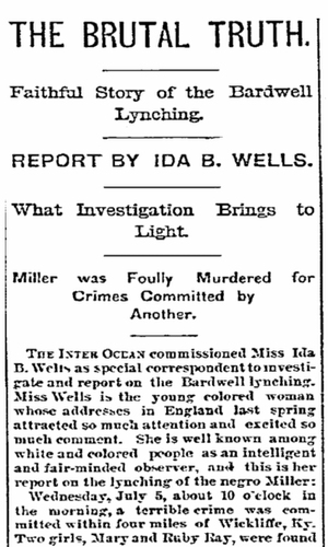 Ida Paper This is one of the reports that Ida B. Wells wrote against lynching.