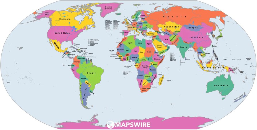 Mapa del mundo (https://mapswire.com/world/political-maps/)