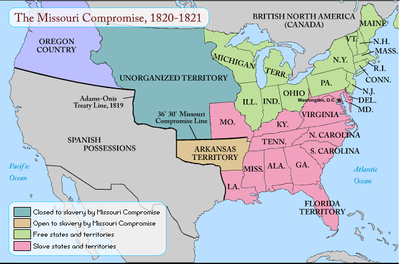 This map shows that above the 36 30 line there is no slavery