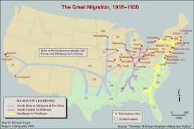 Migration Patterns Harlem Renaissance A visual image of how most people moved to the bigger cities more west ...
